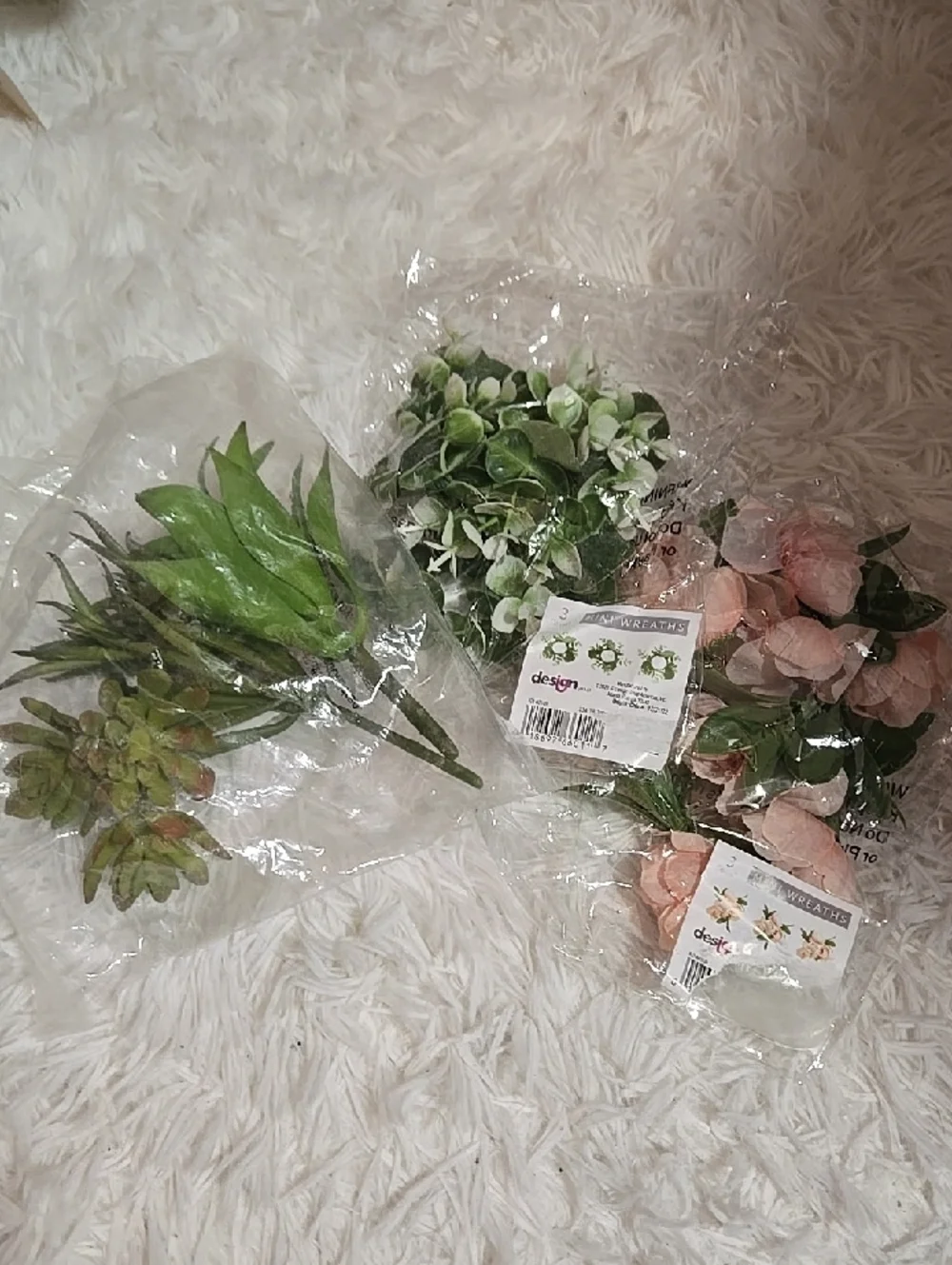Faux Floral Mini Wreth And Pack Stem Plant Pick Green White Reds Pink Colorful